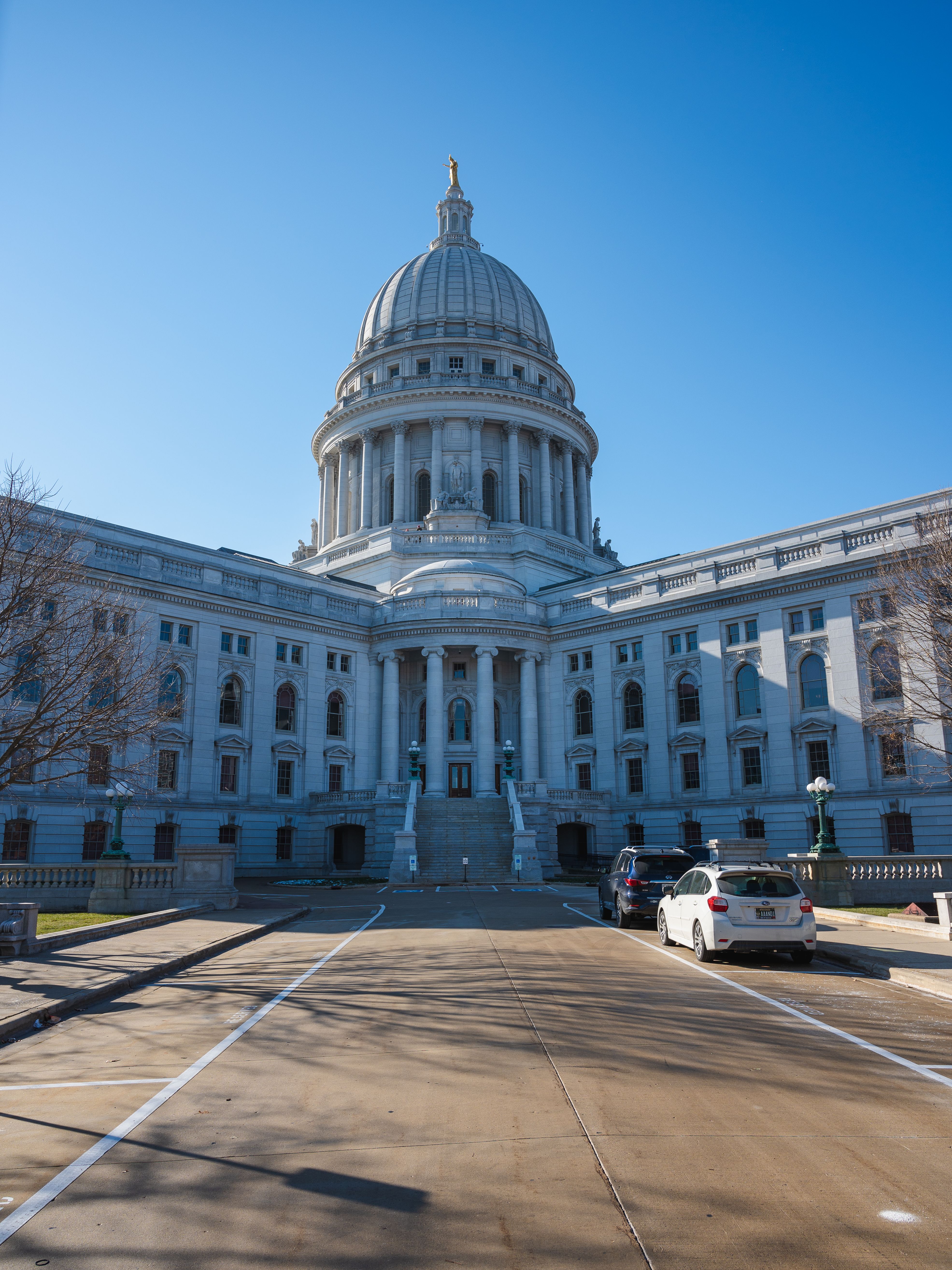 The Wisconsin State Capitol dome in Madison, Wisconsin